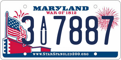 MD license plate 3AU7887