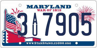 MD license plate 3AU7905