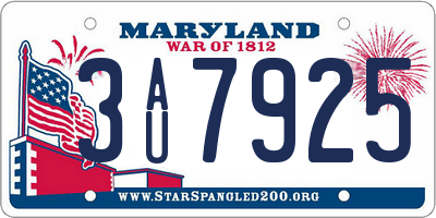 MD license plate 3AU7925