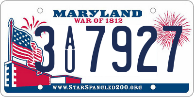 MD license plate 3AU7927