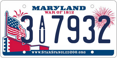 MD license plate 3AU7932
