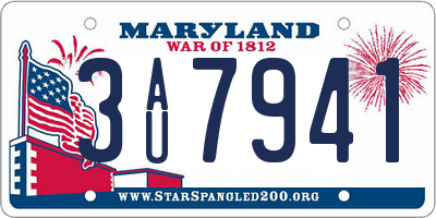 MD license plate 3AU7941