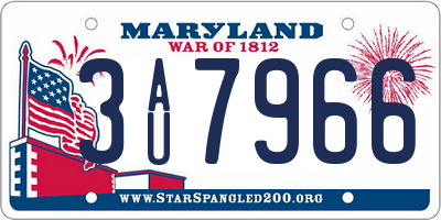 MD license plate 3AU7966