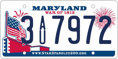 MD license plate 3AU7972