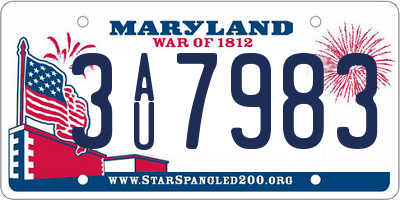 MD license plate 3AU7983