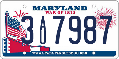 MD license plate 3AU7987