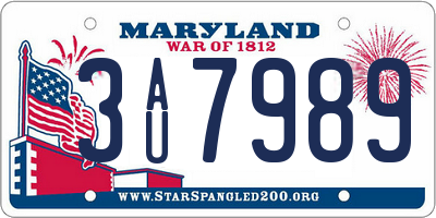 MD license plate 3AU7989