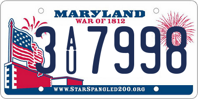 MD license plate 3AU7998