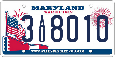 MD license plate 3AU8010