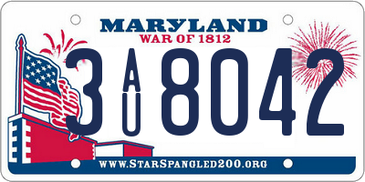 MD license plate 3AU8042