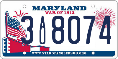 MD license plate 3AU8074