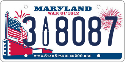 MD license plate 3AU8087