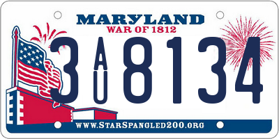 MD license plate 3AU8134