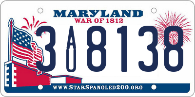MD license plate 3AU8138