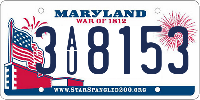 MD license plate 3AU8153