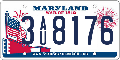 MD license plate 3AU8176