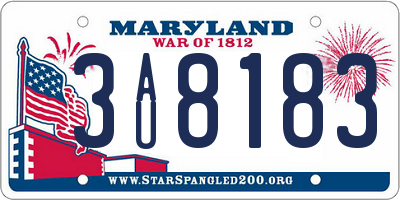 MD license plate 3AU8183