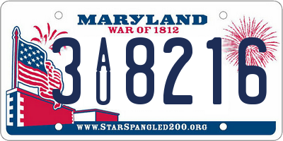 MD license plate 3AU8216