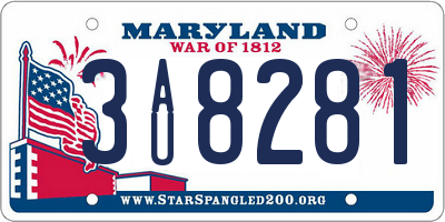 MD license plate 3AU8281