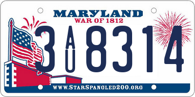 MD license plate 3AU8314