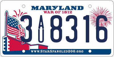 MD license plate 3AU8316