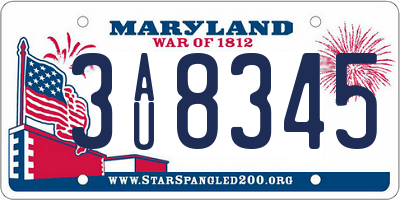 MD license plate 3AU8345