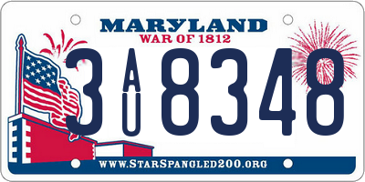 MD license plate 3AU8348