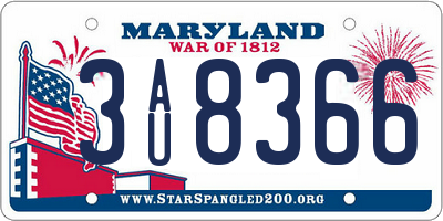 MD license plate 3AU8366