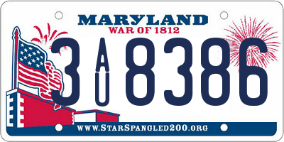 MD license plate 3AU8386