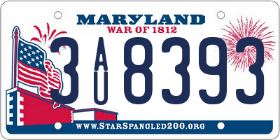 MD license plate 3AU8393