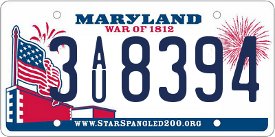 MD license plate 3AU8394