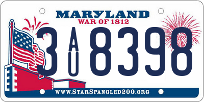 MD license plate 3AU8398