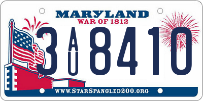 MD license plate 3AU8410