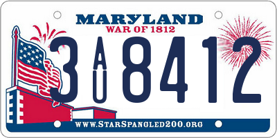 MD license plate 3AU8412