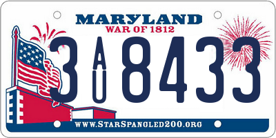 MD license plate 3AU8433