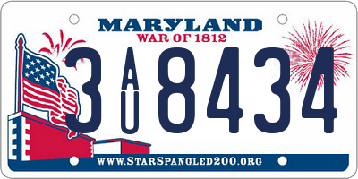 MD license plate 3AU8434