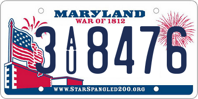 MD license plate 3AU8476