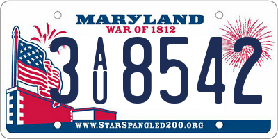 MD license plate 3AU8542