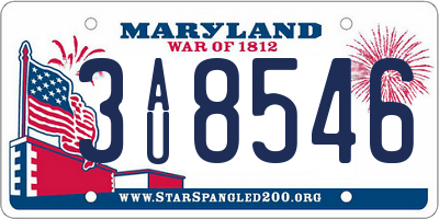 MD license plate 3AU8546