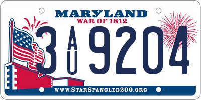 MD license plate 3AU9204