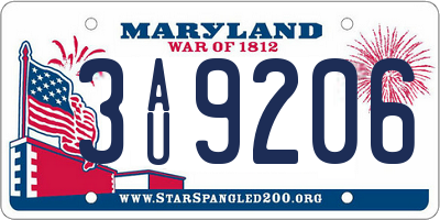 MD license plate 3AU9206
