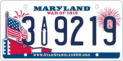 MD license plate 3AU9219