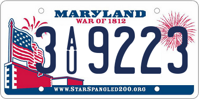 MD license plate 3AU9223