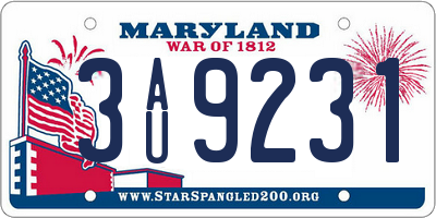 MD license plate 3AU9231