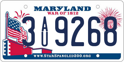 MD license plate 3AU9268