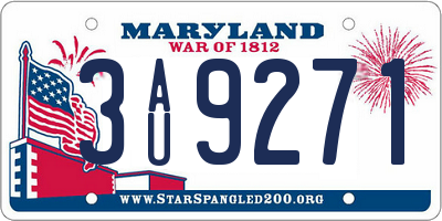 MD license plate 3AU9271