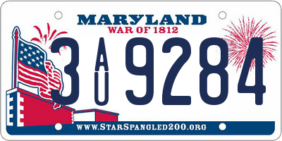 MD license plate 3AU9284