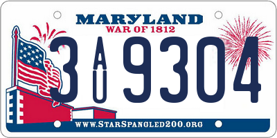 MD license plate 3AU9304