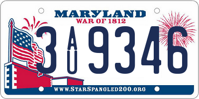 MD license plate 3AU9346
