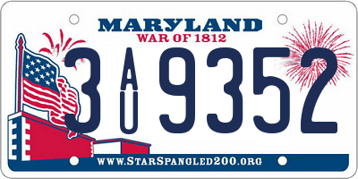 MD license plate 3AU9352